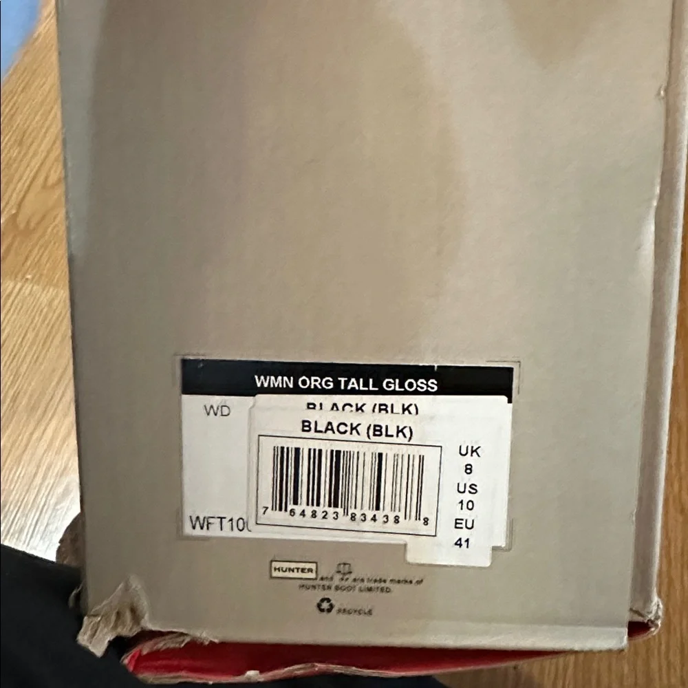 Hunter Womens Black Rubber Rain BOOTS Original Tall 10 Med Wft1000rma